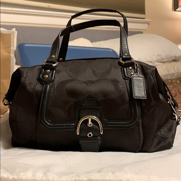 Coach Leather and Canvas Black Campbell Satchel - Picture 1 of 7